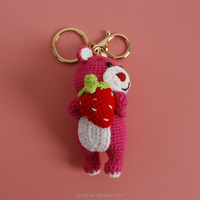Porte-clés ours en tricot et crochet fait main, mignon et décoratif
