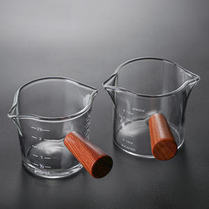 Tasse à mesurer pour expresso Becs simples Manche en bois Double becs Carafe <span class=keywords><strong>Verre</strong></span> Tasse à expresso Café Miel Lait Espresso <span class=keywords><strong>Verre</strong></span> à liqueur - Product Image 6