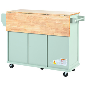 Carrello da cucina in stile moderno con ripiani pieghevoli in legno di gomma