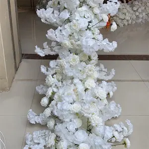 Flower Centerpiece 2 Meters White Cherry Blossom Flower Runner Wedding Rose Table Runner Flowers