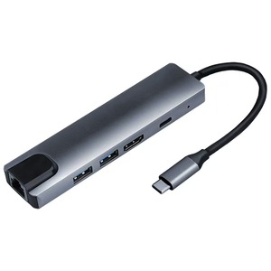 Hub adaptateur Ethernet 8 en 1 <span class=keywords><strong>USB</strong></span> Type <span class=keywords><strong>C</strong></span> <span class=keywords><strong>vers</strong></span> RJ45 HD-mI TF lecteur de carte <span class=keywords><strong>SD</strong></span> Pd charge 2 <span class=keywords><strong>USB</strong></span>-A pour Macbook Stock disponible - Product Image 3