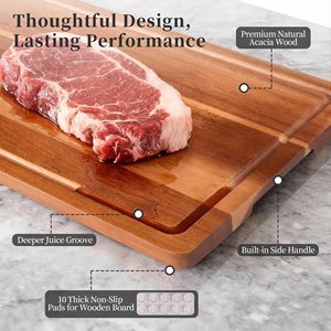 2 planches à découper pour la cuisine, <span class=keywords><strong>planche</strong></span> à découper en bois avec rainure pour les jus et <span class=keywords><strong>planche</strong></span> de cuisson en acrylique avec rebord de comptoir - Product Image 6