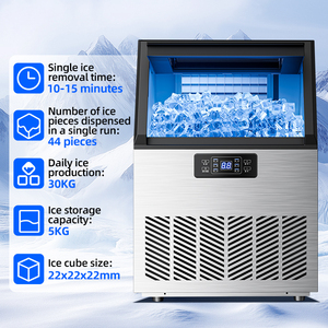 Machine à glaçons en acier inoxydable BIBO avec minuterie programmable et fabrication rapide de glaçons, 30-40 kg/24h, pour la maison, le bar, l'hôtel, le restaurant - Product Image 2