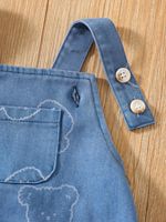 Combinaison en jean imprimé ours unisexe pour bébé fille, tenue de printemps et d'automne pour nouveau-né