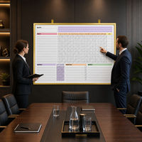 Tableau blanc magnétique double face 45x60cm-120x240cm, tableau de planification imprimé et tableau effaçable à sec vierge avec cadre doré pour le bureau et la maison