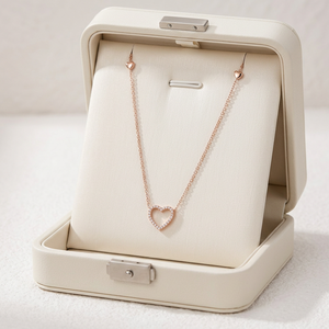Tremendous Quality Wholesale Heart Design Shiny Necklace Jewelry Set 18K <b>solid</b> Rose <b>Gold</b> Real Natural Diamond <b>Pendant</b> Necklace - Product Image 6