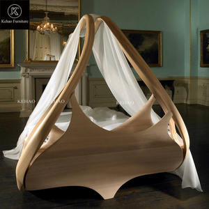 Meubles de chambre à coucher en bois fabriqués à la main haut de gamme Nature Original Bed Villa Luxury Romantic Gorgeous Elegant Curvy Art Deco Beds - Product Image 3
