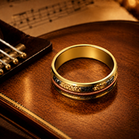 JLM Premium Custom Gold Stainless Steel Guitar String Gold Flake Ring Unisex Wedding Band Musician Jewelry Engagement Gift Party