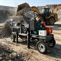 Concasseur à marteaux diesel portable 30tph PC 600x600 avec moteur AC et roulement, petit concasseur de roche mobile