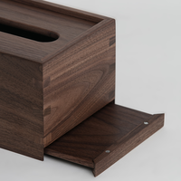Porta Fazzoletti in Legno Massello Marrone Personalizzato, Stile Minimalista Giapponese con Giunzione a Coda di Rondine, Organizzatore su Misura per Soggiorno e Casa