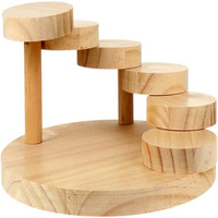 Plateau de service rond en bois Marches rotatives créatives Assiette d'escalier Assiette à sushi en bois ronde plateaux pour base de support à gâteau en bois