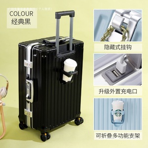 Multifunctional <b>Suitcase</b> With Cup Holder Usb Port Large Capacity Aluminum Frame 360 Degree Spinner Wheels Combination <b>Lock</b> - Product Image 4