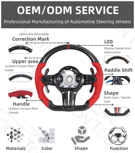 Volante Deportivo OEM Estilo M de Fibra de Carbono Roja con Alcántara y LED para <span class=keywords><strong>BMW</strong></span> M3 F80 M4 F82 E90 E91 E92 X5 F15 <span class=keywords><strong>X6</strong></span> F16 F10 F30 F32 F36 - Product Image 4