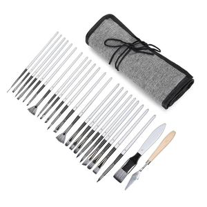NOVISON Juego de 25 Pinceles de Nylon de Alta Calidad para Artistas con Mangos de Madera Negros y Rojos para Pintura al Óleo/Acrílica/Acuarela - Product Image 3