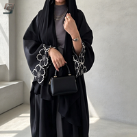 Abaya brodée sur mesure de Dubaï pour femmes, motif floral, robe longue modeste, vêtements musulmans islamiques, vente en gros OEM