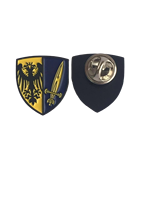 Épinglette personnalisée en émail dur de zinc, découpée et imprimée, style moderne et traditionnel, avec logo BSG Stahl Brandenburg 1950