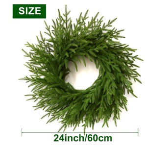 24 "thực tế nhân tạo norfolk thông Vòng hoa cây xanh Vòng hoa cho trong nhà ngoài trời cửa trước kỳ nghỉ trang trí Giáng sinh - Product Image 6
