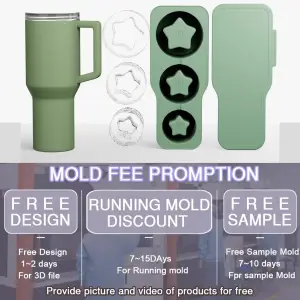 Summer BPA Free Customize Tumbler Ice Mold Silicone Ice Cube Molds With Lid For Stanley Tumbler Cup