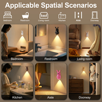 Lampe murale sans fil à détecteur de mouvement en forme de lapin de dessin animé, magnétique, rechargeable par USB, lampe de chevet LED pour enfants
