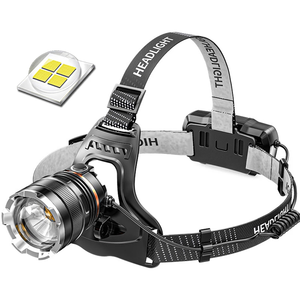 Linterna frontal transfronteriza de aleación de aluminio P50 de alto brillo, linterna LED recargable de inducción montada en la cabeza para exteriores IP65 - Product Image 1