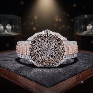 Reloj de Lujo Personalizado con Cristales Cuadrados de Cuarzo, 46 mm, Esfera Analógica de Cristal, Caja Plateada, Incrustaciones de Diamantes Moissanite, Resistente al Agua, Citizen - Product Image 3