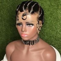 Perruques en cheveux humains Lace Front 13x4, coupe Pixie, ondulations Finger Wave