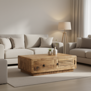 Mesa de Centro de Madera de Mango Natural de Tamaño Mediano, Estilo Rústico con Atractivo Orgánico - Product Image 2