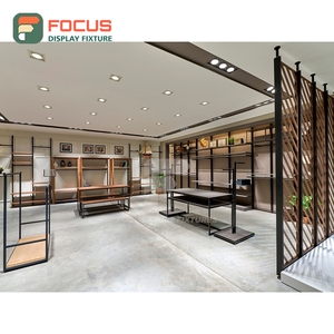 Professional Retail Shop Brushed Stainless Steel <b>Wall</b> <b>Display</b> <b>Unit</b> Turnkey Solution Apparel Store - Product Image 6