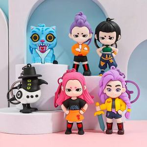 New Arrival K Pop Demon Hunters Anime Keychains 3D Plastic K-POP PVC Rubber Bag Ornament Key Rings
