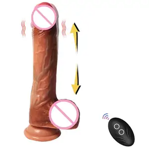 遥控推力8.6英寸逼真医用液体硅胶假阴茎人造阴茎振动器女性性用品性玩具 %