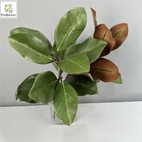 Feuilles de Magnolia Artificielles en Latex Effet Naturel, Branches Végétales pour Décorations Maison, Noël, Nouvel An, Rentrée Scolaire - Vente Chaude