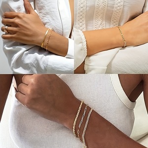 Cross-border Hot Sale 18K Gold Plated Stainless Steel <b>Bracelet</b> Women Fashion Versatile Titanium Steel Bangle Wholesale Jewelry - Product Image 4