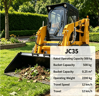 Chargeuse compacte sur pneus JC35 de 2200 kg avec godet de 0,25-0,3 m³ pour projets d'aménagement paysager