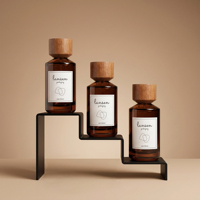 Flacon de parfum de luxe en verre ambré vide de 100 ml avec couvercle en bois, flacons pulvérisateurs cylindriques de 50 ml pour cosmétiques avec boîte noire