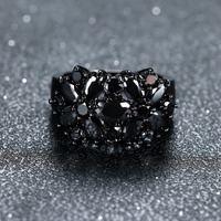 Anillos de borde cruzado con incrustaciones ovaladas negras únicas para mujer, grandes Vintage anillos de boda, regalos de joyería, principalmente de cobre para mujeres y hombres