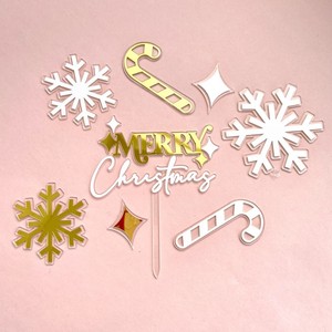 Honey And Sweetness <b>Acrylic</b> Christmas Cake Decorations Snowflake Candy Cane Inserts For Holiday Party Supplies - Product Image 5
