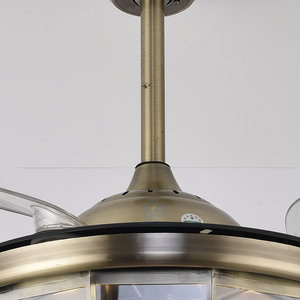 Y011 latón antiguo moderno LED luz Invisible sin aspas Control remoto vid arte ventilador 42 tela de cáñamo en forma de lámpara colgante hogar DC - Product Image 5