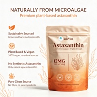 LuvVita Astaxanthine Naturelle 12mg Gélules Molles Triple Force Soutien Antioxydant pour la Santé de la Peau, des Yeux et des Articulations Complément Végétalien Sans OGM