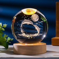 Noble USB LED Luz de noche Luz De Luna Oso Luna Príncipe Rosa Príncipe Unicornio Caballo Decoración para el hogar Bola de cristal