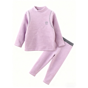 Ensemble de vêtements de nuit pour filles et garçons en gros, imprimé de dessins animés d'hiver, respirant, tissu en velours thermique brossé double face, poids lourd - Product Image 1