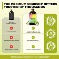 Suplemen Herbal Cairan Soursop Bitters 16 fl oz dengan Biji Hitam, Kunyit, dan Ekstrak Botani