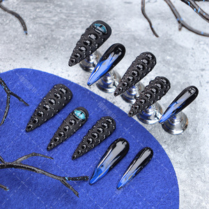 Bonne qualité ongles longs amande miroir ongles nus conseils dessiner esprit noir chauve-souris Art <span class=keywords><strong>faux</strong></span> ongles approvisionnement personnalisé presse sur les ongles - Product Image 1