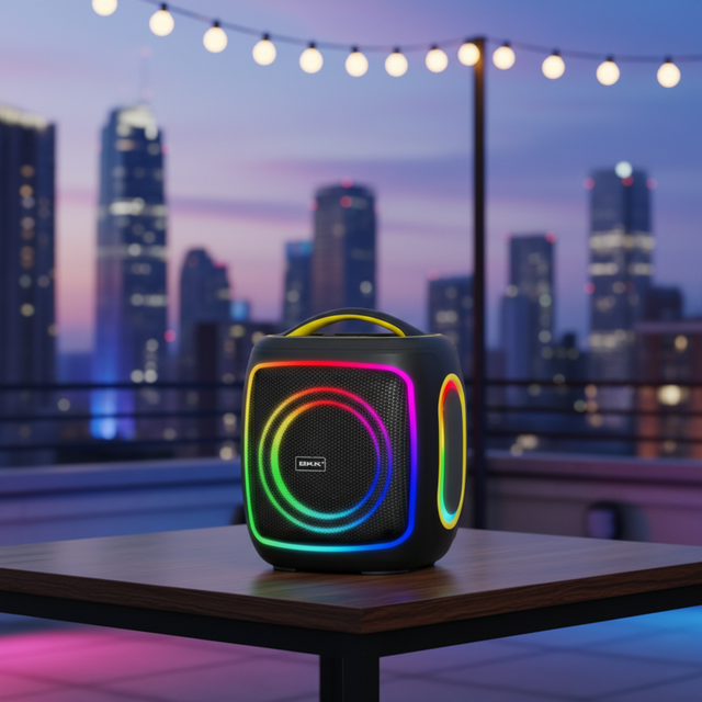 20W Wireless for Party Boombox Speakers with RGB LED Light 6.5" Woofer & Memory Card Support for Outdoor Parties