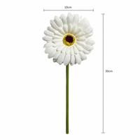 Bunga Gerbera Daisy Sutra Putih Grosir, Tangkai Tunggal 10cm (3.9 Inci), Kepala Bunga 30cm (11.8 Inci), Buatan Tangan, Ringan, Untuk Pernikahan
