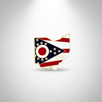 GREPAS GIFTS Épinglette de revers en forme de drapeau de l'État de l'Ohio plaqué or, 1,25 pouce