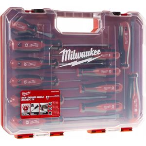 Jeu de tournevis tri-lobe 12 pièces pour Milwaukee 4932472003, construction métallique rouge - Product Image 2