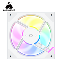 Ventilador para Juegos AntarcChill Blanco de 120 mm, Antivibración, Silencioso, RGB Sincronizado, Refrigeración para Caja de Ordenador, con Rodamiento Fluido para CPU