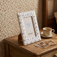 Cadre photo Daxin vintage en MDF léger et durable, motif ruban bleu, pour table ou mur (carré/rectangulaire)