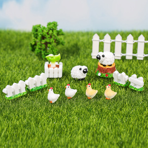 เครื่องประดับสวนจิ๋ว รูปสัตว์เรซิ่น รั้วสีขาว ลูกไก่ แกะ ตกแต่งภูมิทัศน์กลางแจ้ง ชุด 12 ชิ้น - Product Image 1