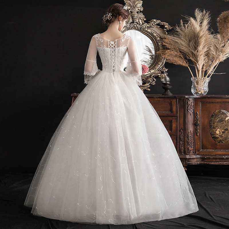 Elegant Long Sleeve Lace Wedding Dress For Brides & Bridesmaids - Odm
